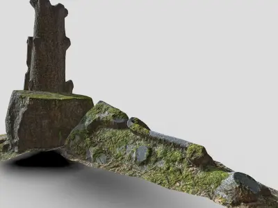 grave with tree motives Low-poly 3D model