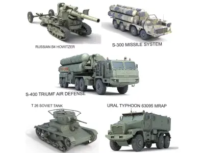 5 Military Vehicles Collection v20 Low-poly 3D model