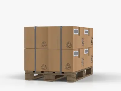 Pallet with Boxes T1 Low-poly 3D model