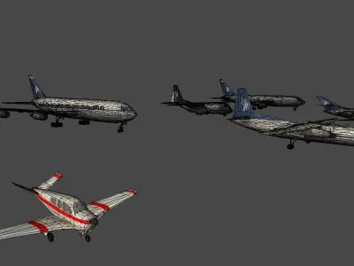 Mobile airliners Low-poly 3D model