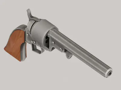 Western shotgun revolver Low-poly 3D model