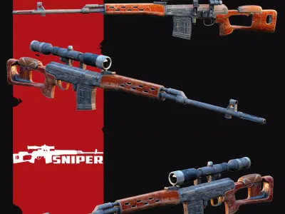 Draganov Sniper Low-poly 3D model