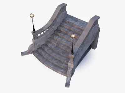 Stone Stair 0001 Low-poly 3D model