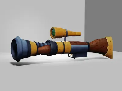 Stylized Handpainted Low Poly BlunderBuss Model Low-poly 3D model