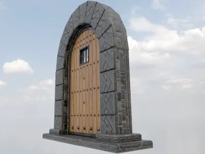 Medieval Door Low-poly 3D model