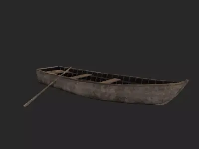 Wood Boat  Low-poly 3D model