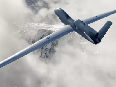 Low Poly PBR RQ-4B Drone  Low-poly 3D model