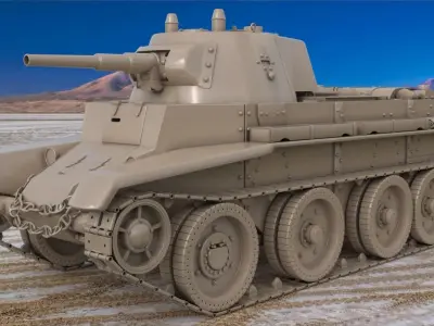 Tank BT 7 Clay Vray  3D model
