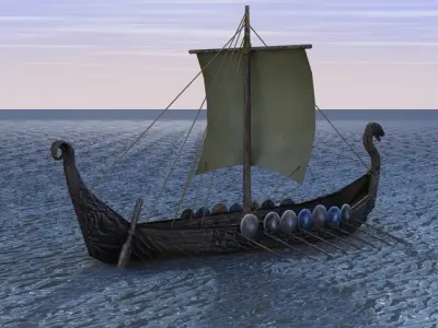 Viking ship Low-poly 3D model