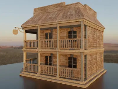 Western Saloon Low-poly 3D model