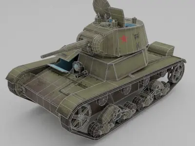 T-26 Light Infantry Tank Low-poly 3D model