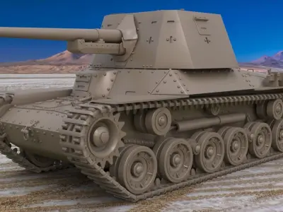 Tank Type 3 Ho Ni III Japan Clay Mental Ray 3D model