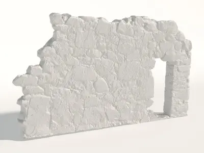 Old castle wall part E Low-poly 3D model