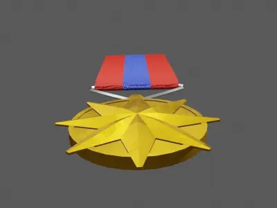 Military Gold Medal - Medalha de Ouro Militar Low-poly 3D model