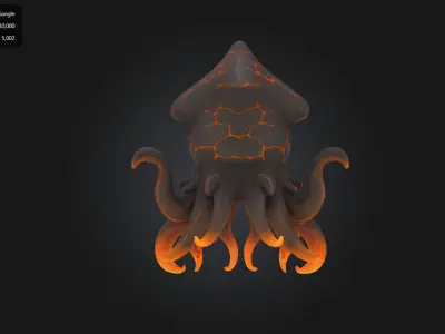 Lava Squid  Stylized Volcanic Creature Low-poly 3D model