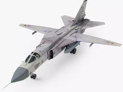 Ukrainian Sukhoi Su-24 Fencer with Storm Shadow cruise missile Low-poly 3D model