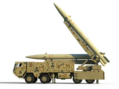 Zolfaghar Iranian road-mobile missile 3D model