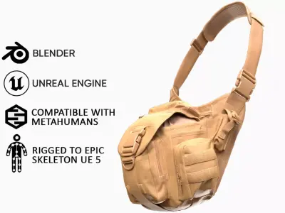 Shoulder Bag 126 - All MH Bodies and UE5 Skeletons - Rigged Low-poly 3D model