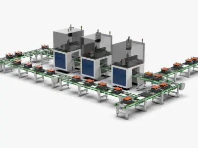Square Shell Manual Welding and Visual Inspection Line 3D model