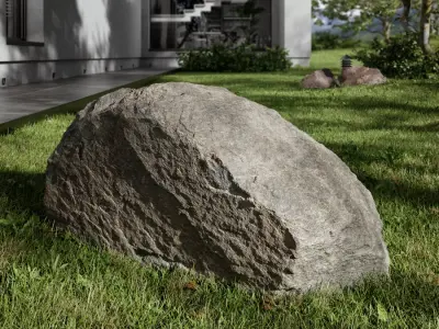  Cool Toned Half Smooth Large Rock Boulder Model 