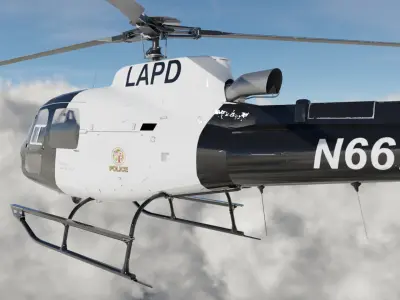 Low Poly PBR Police Eurocopter AS350 Low-poly 3D model