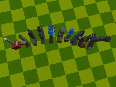 10 WEAPONS MODULAR KIT Low-poly 3D model