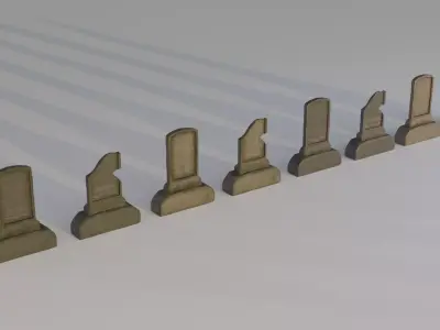 Hand Sculpted cemetery gravestones part 1 Low-poly 3D model