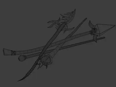 Spears - Magic Staffs Low-poly 3D model