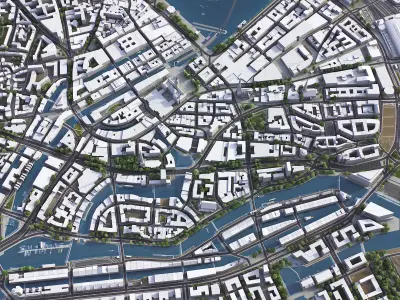 Hamburg Low-poly 3D model