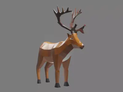 Lowpoly Rein deer 3D Model Low-poly 3D model