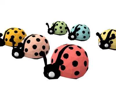 Cartoon Ladybugs -LOW POLY Low-poly 3D model