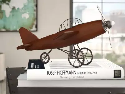 Styled Wood Metal Airplane Sculpture 3D model