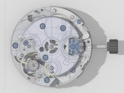 Mechanical handwinding watch movement 3D model