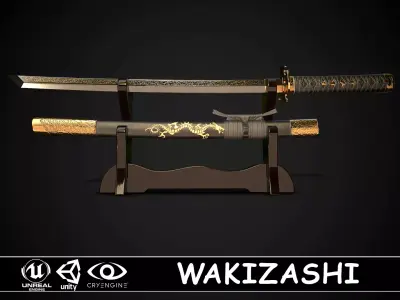 Wakizashi 05 Low-poly 3D model