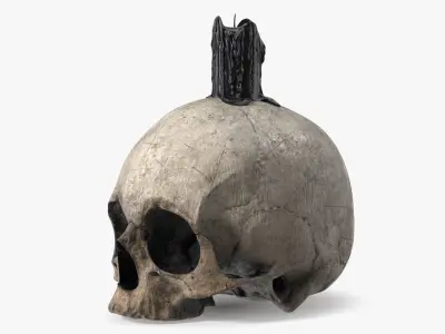 Gothic Skull Candle Decor 3D model