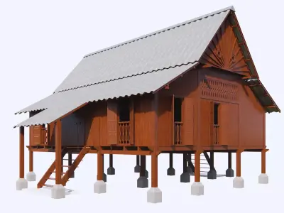 Traditional Malay House Tiang 12 Vernacular Architecture 3D model