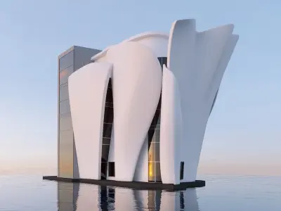 Futuristic commercial building 01 3D model