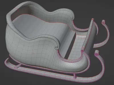 3D Stylized Snowy Santa Sleigh Vehicle Low Poly Car Aircraft Low-poly 3D model