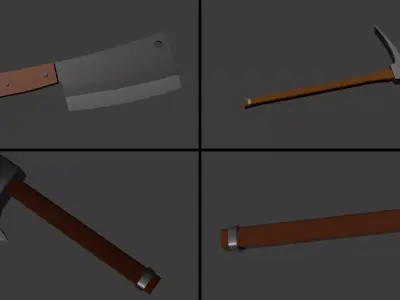 A medieval tools pack Low-poly 3D model