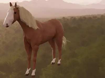 Horse in forest Low-poly 3D model
