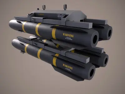 AGM-114 Hellfire Missile Launcher X4 Low-poly 3D model
