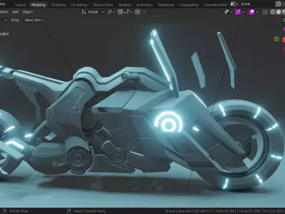 scifi power bike low poly Low-poly 3D model