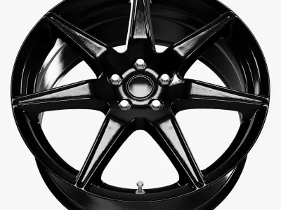Voxx GT5 Wheel Gloss Black Mustang Low-poly 3D model