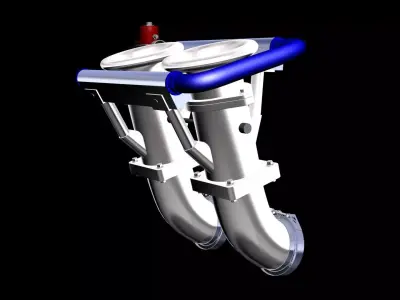 ITB intake system Peripheral ports Rotary engine Low-poly 3D model