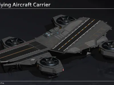 Flying Aircraft Carrier Low-poly 3D model