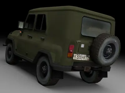 Uaz 3d army jeep - military jeep Free low-poly 3D model
