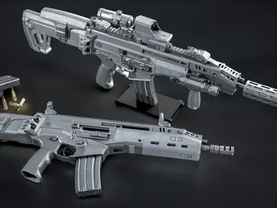 Modern Assault Rifle Low-poly 3D model