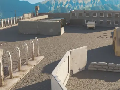 Army base Low-poly 3D model