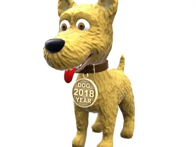 Yellow Dog Low-poly 3D model