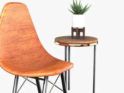 Chair And Table with aloe Free 3D model